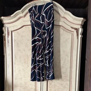 Chico's Navy and White Abstract Wide Leg Pants